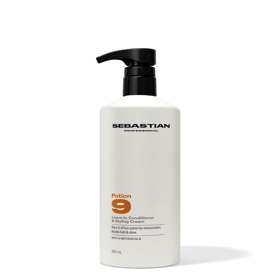 Sebastian Potion 9 front packaging showing product and size benefit: visible branding