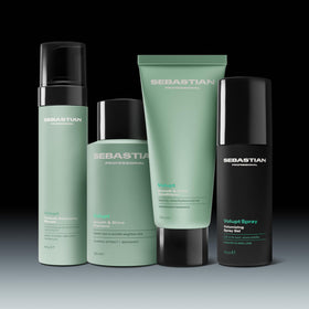 Sebastian Volupt bottle staged with color-treated hair demonstrating gentle conditioning