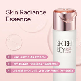 Secret Key drop of essence on hand demonstrating application and instant skin-prep benefit