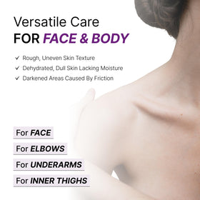 Secret Key gel shown on elbow and knee to illustrate smoothing and hydration benefits