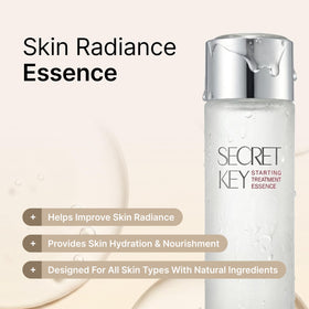 Secret Key pouring essence on hand showing quick absorption and hydration