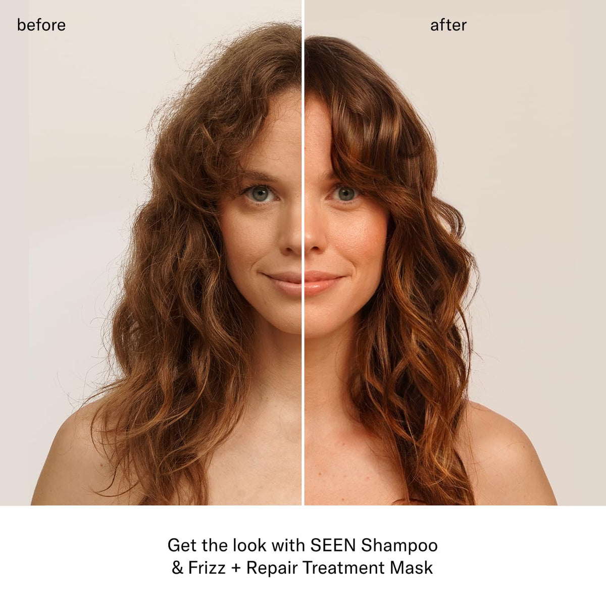 SEEN after use hair result, displays smoother shinier frizz-controlled hair