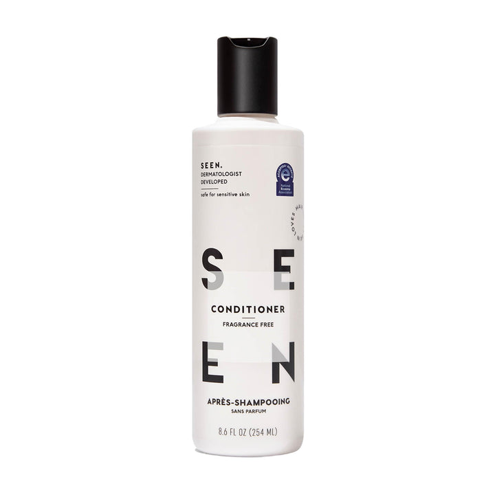 SEEN conditioner front packaging showing clean bottle and label, promotes gentle care