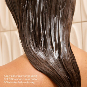 SEEN conditioner on shower shelf signaling everyday routine compatibility
