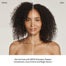 SEEN Deeper Conditioner pouring to highlight rich moisture and detangling benefit