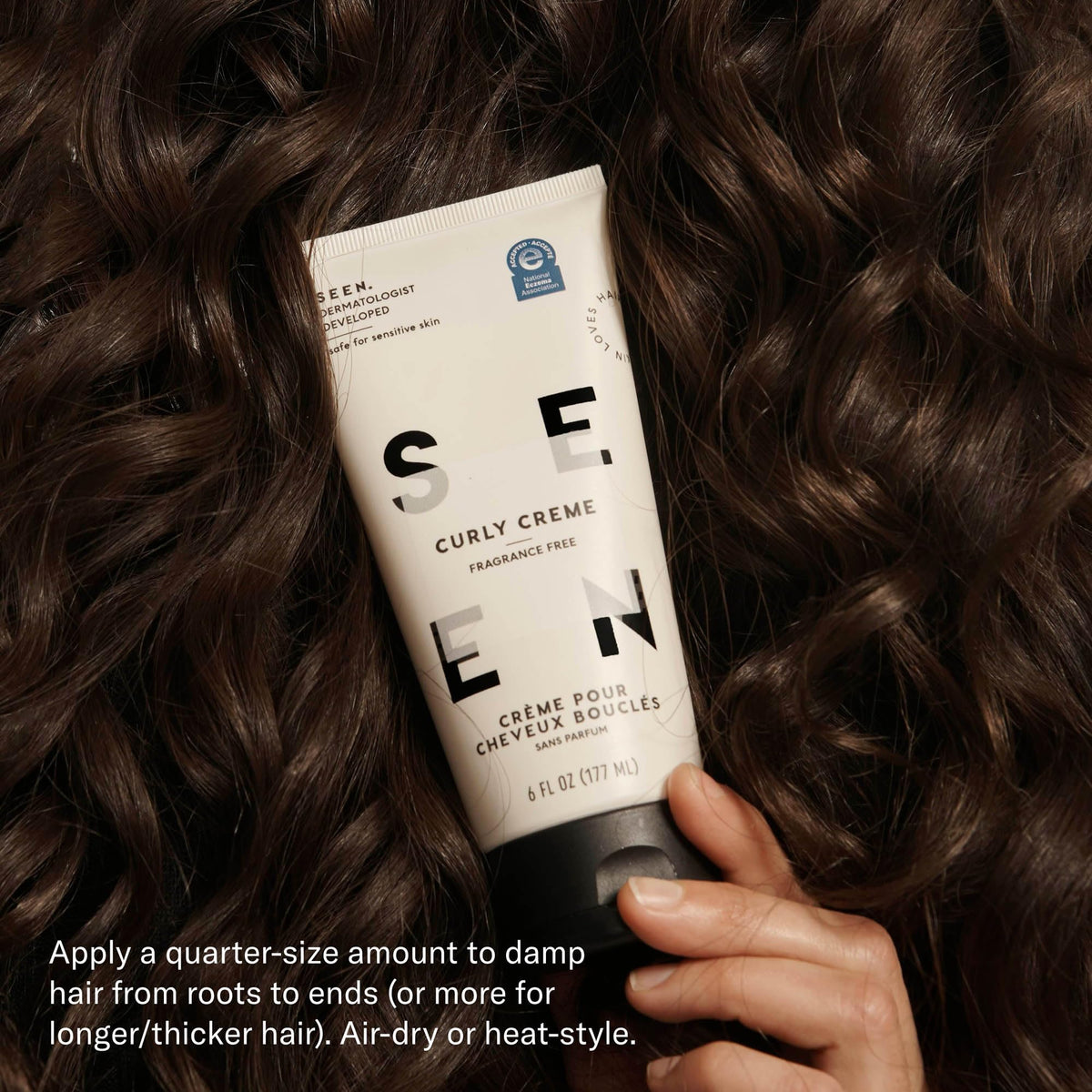 SEEN before and after curls showing definition and reduced frizz benefit