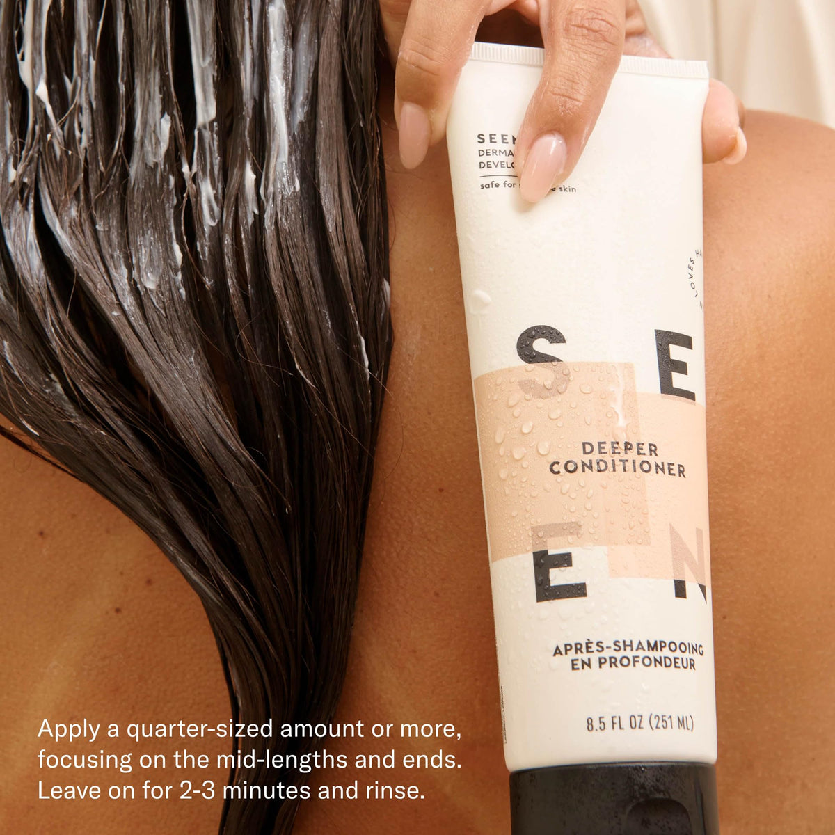 SEEN hair before and after comparison showing smoother, less damaged strands