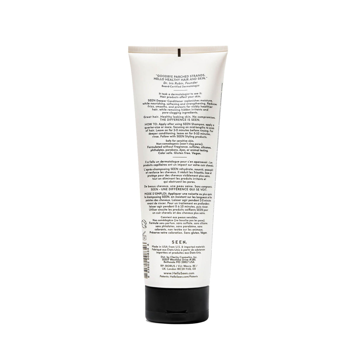SEEN conditioner cream texture dispensed to show smooth lightweight finish