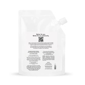 SEEN refill pouch close-up of pour spout, easy refill and spill-free transfer to bottle