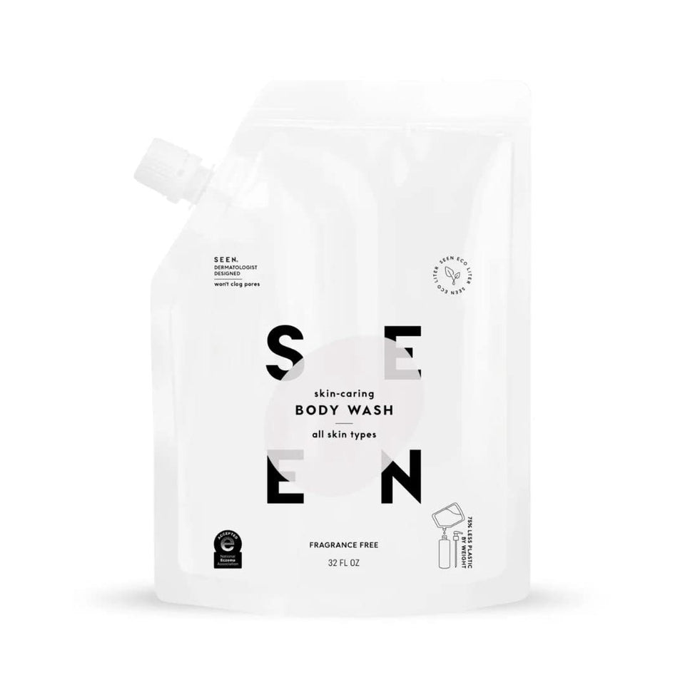 SEEN refill front view showing packaging and eco-friendly label benefits