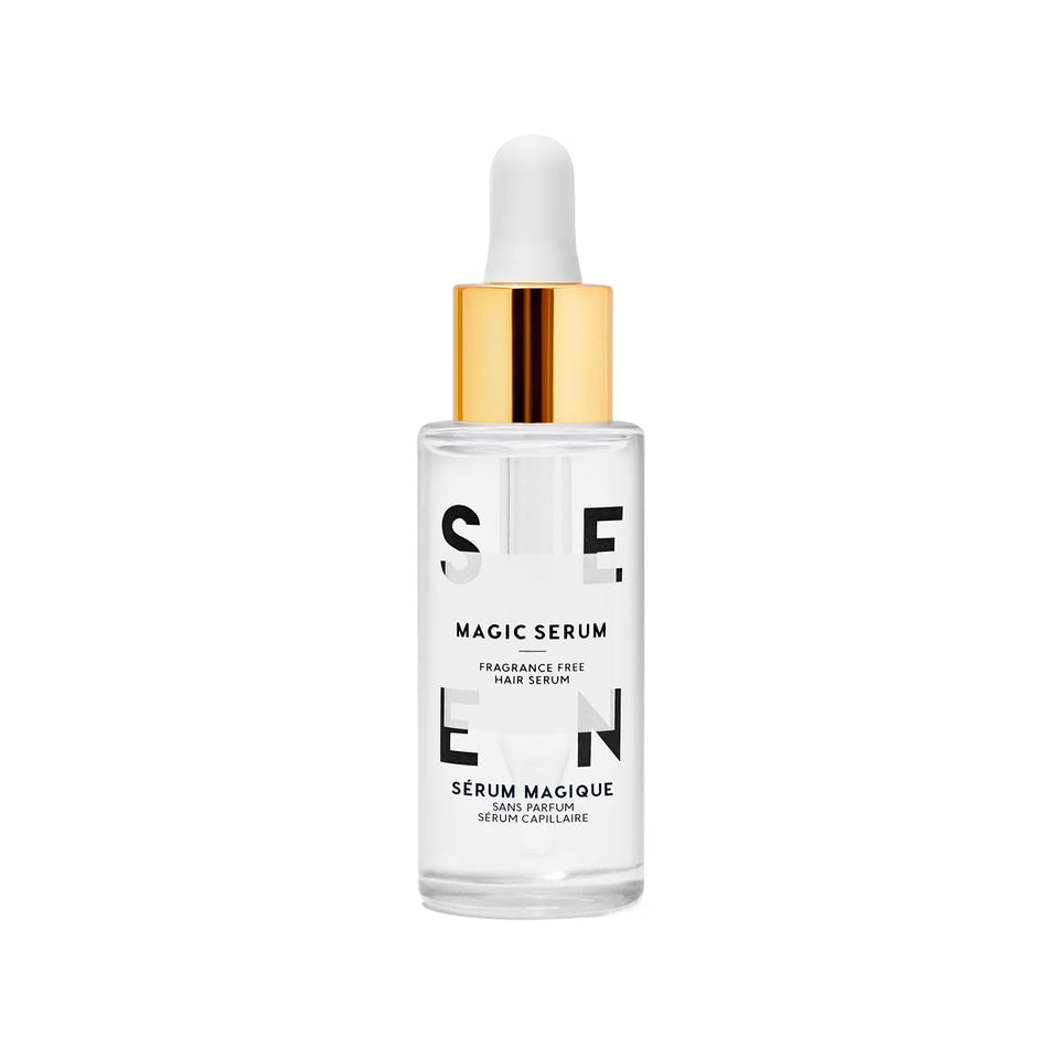 SEEN Magic Serum front bottle showing clean label and size, promotes gentle care