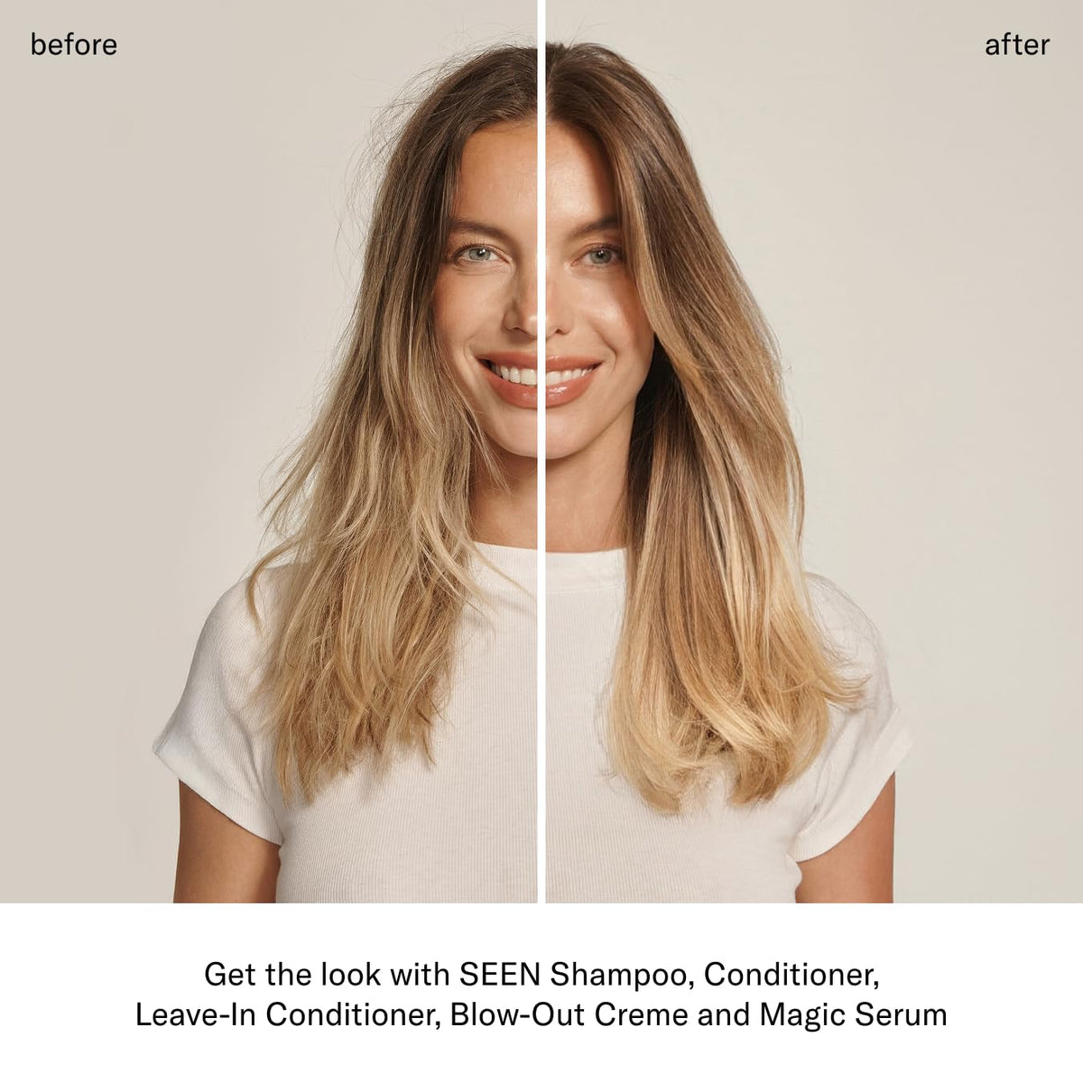 SEEN product being applied to hair for detangling and smoothness
