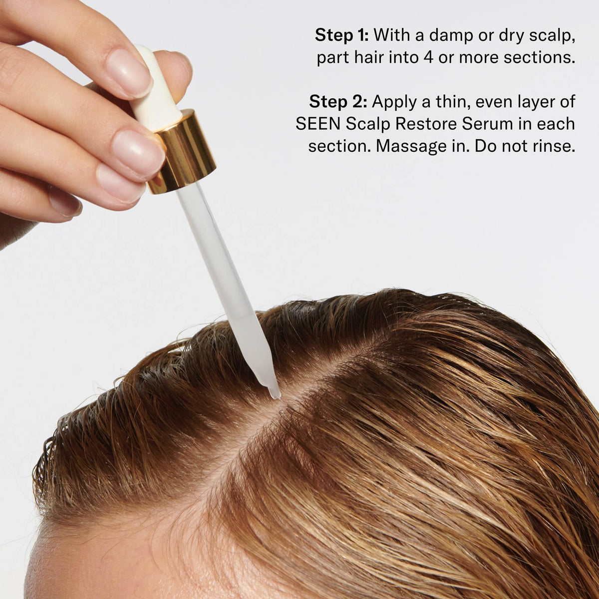 SEEN serum texture drops demonstrating lightweight absorbent hydration