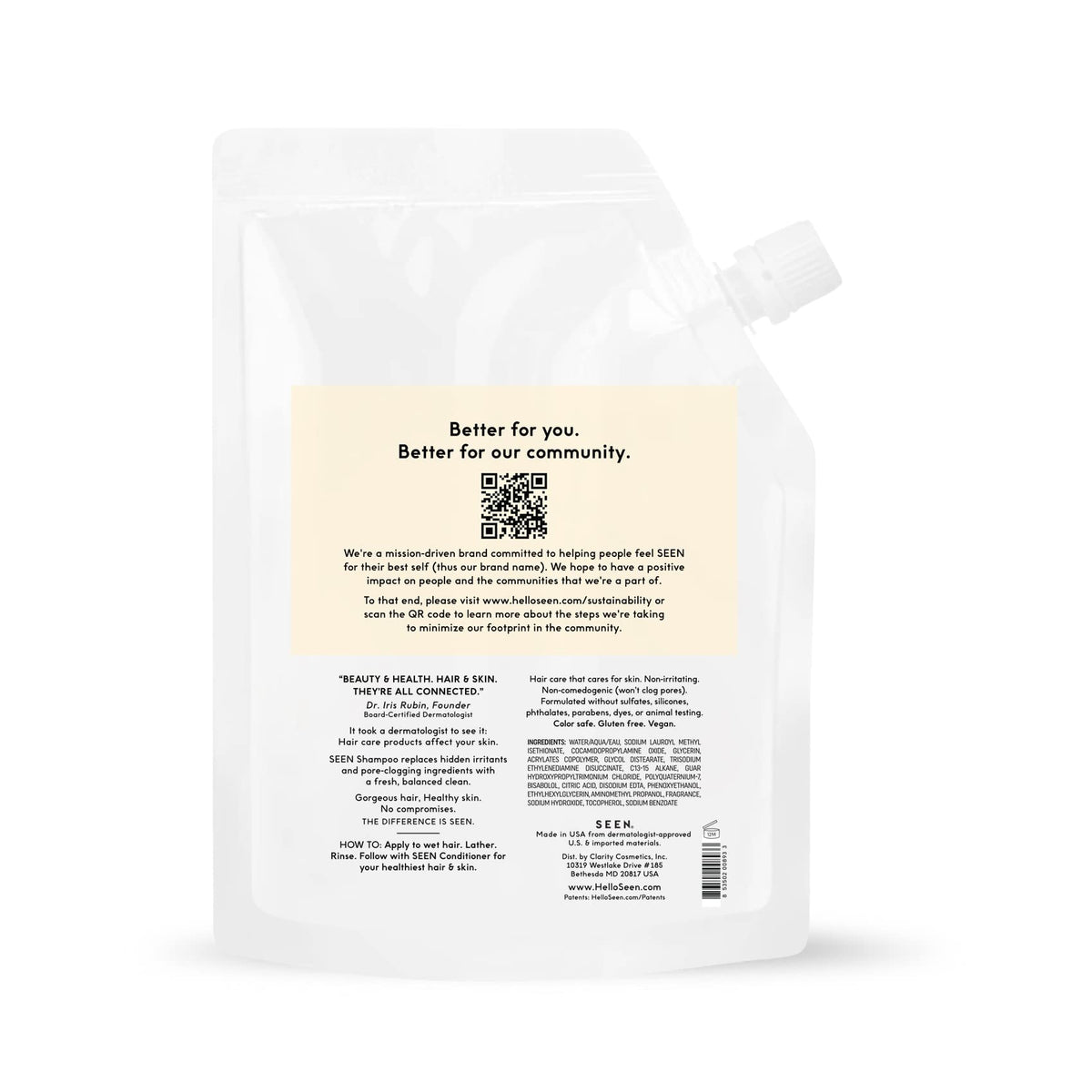 SEEN shampoo texture close-up highlighting gentle, creamy foam