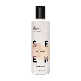 SEEN shampoo front bottle showing clean packaging and benefit