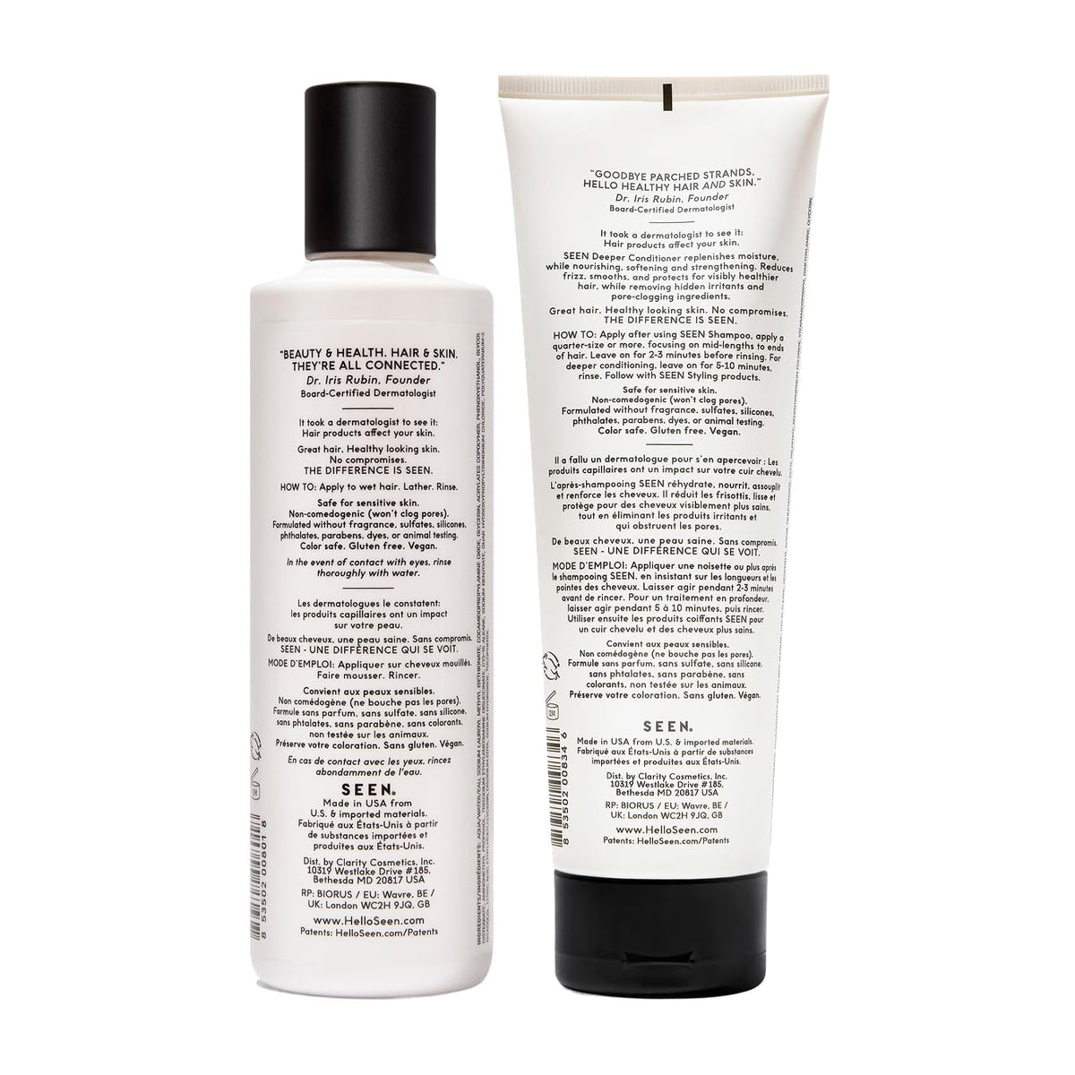 SEEN shampoo pump dispensing lather for easy, low-irritant cleansing
