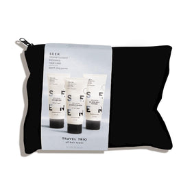 SEEN front-packaging showing travel trio for calm skin and smooth hair