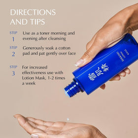 SEKKISEI lotion pouring to show lightweight texture and quick absorption