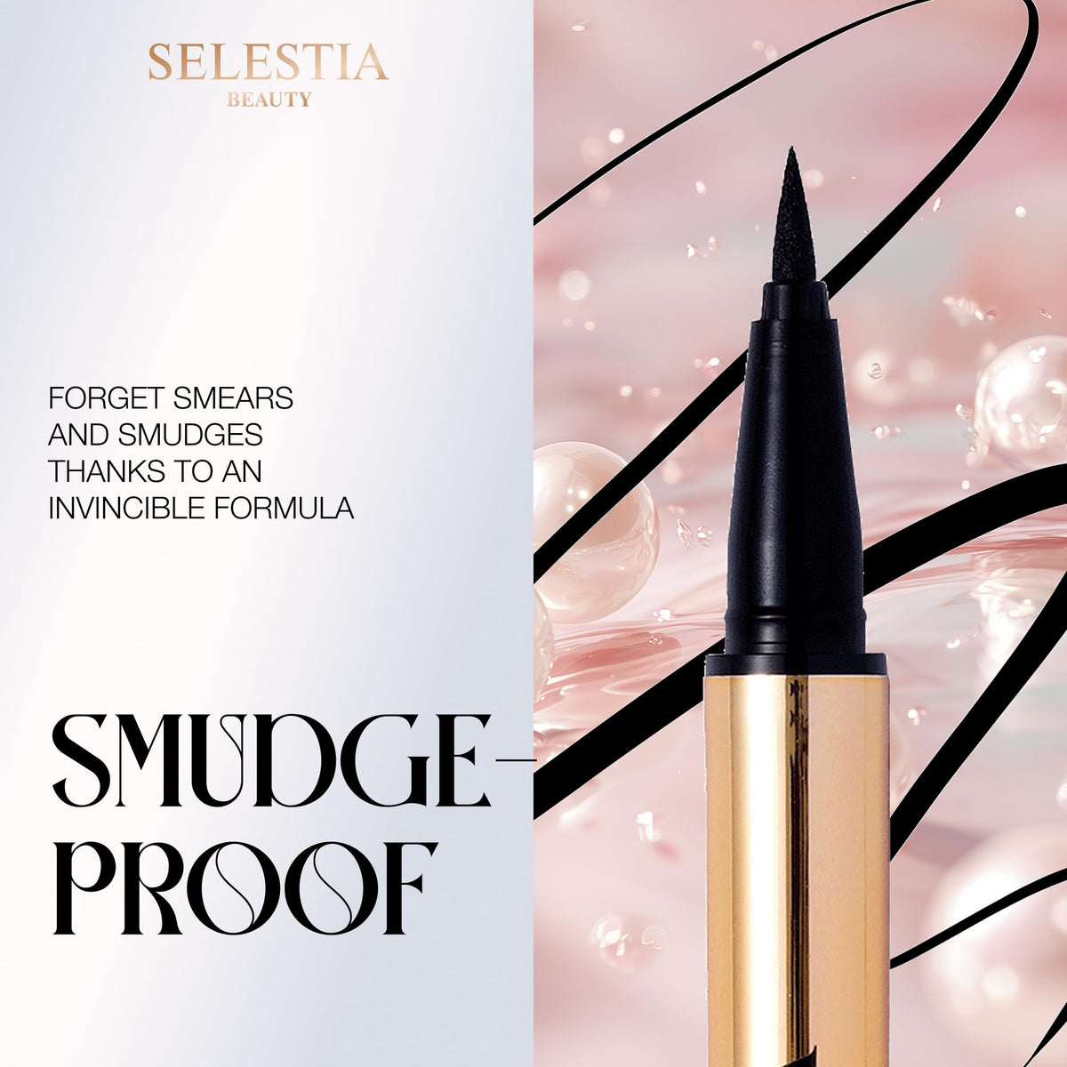 SELESTIA BEAUTY black pigment swatch demonstrating intense color payoff benefit