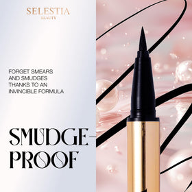 SELESTIA BEAUTY black pigment swatch demonstrating intense color payoff benefit