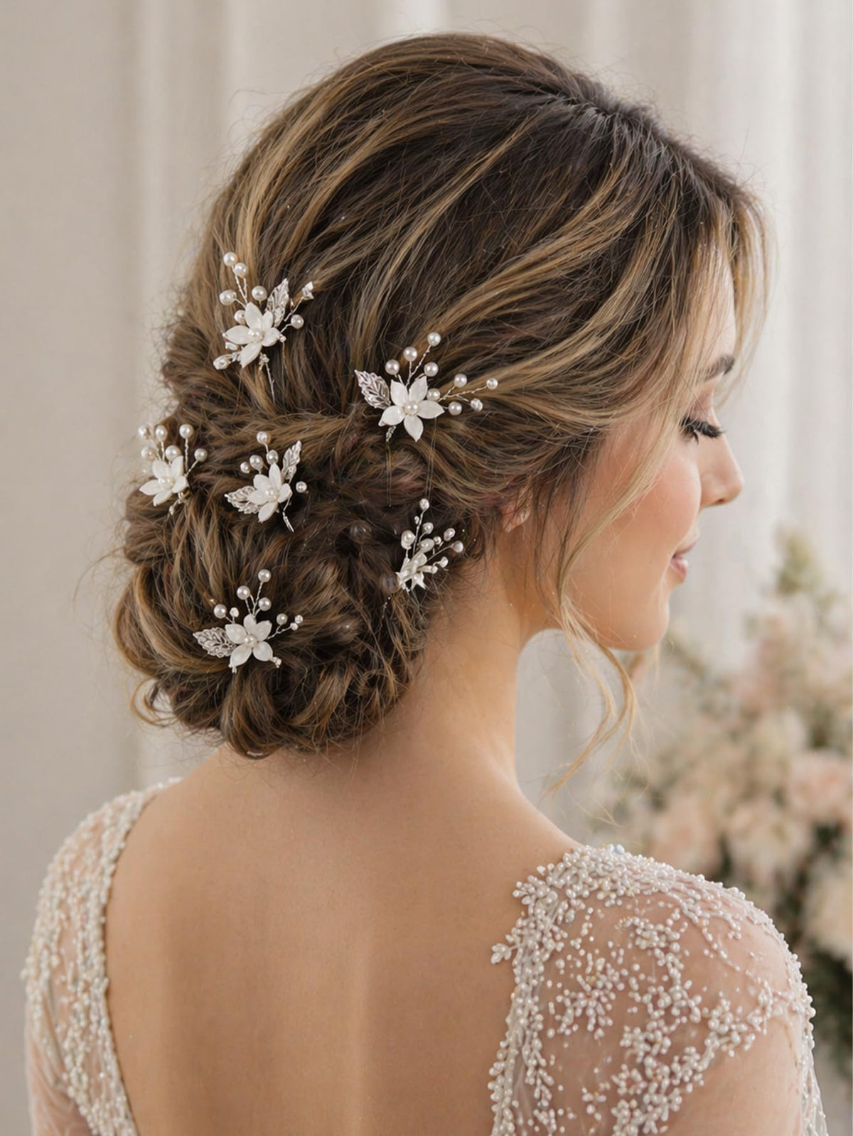 SELFCLOUD close-up of pearl and petal detail highlighting handcrafted texture and shine