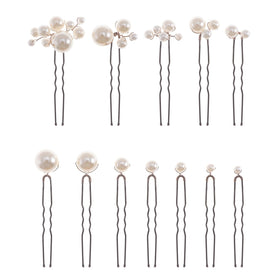 SELFCLOUD front view of 12 pearl hair pins showing neat packaging and elegance