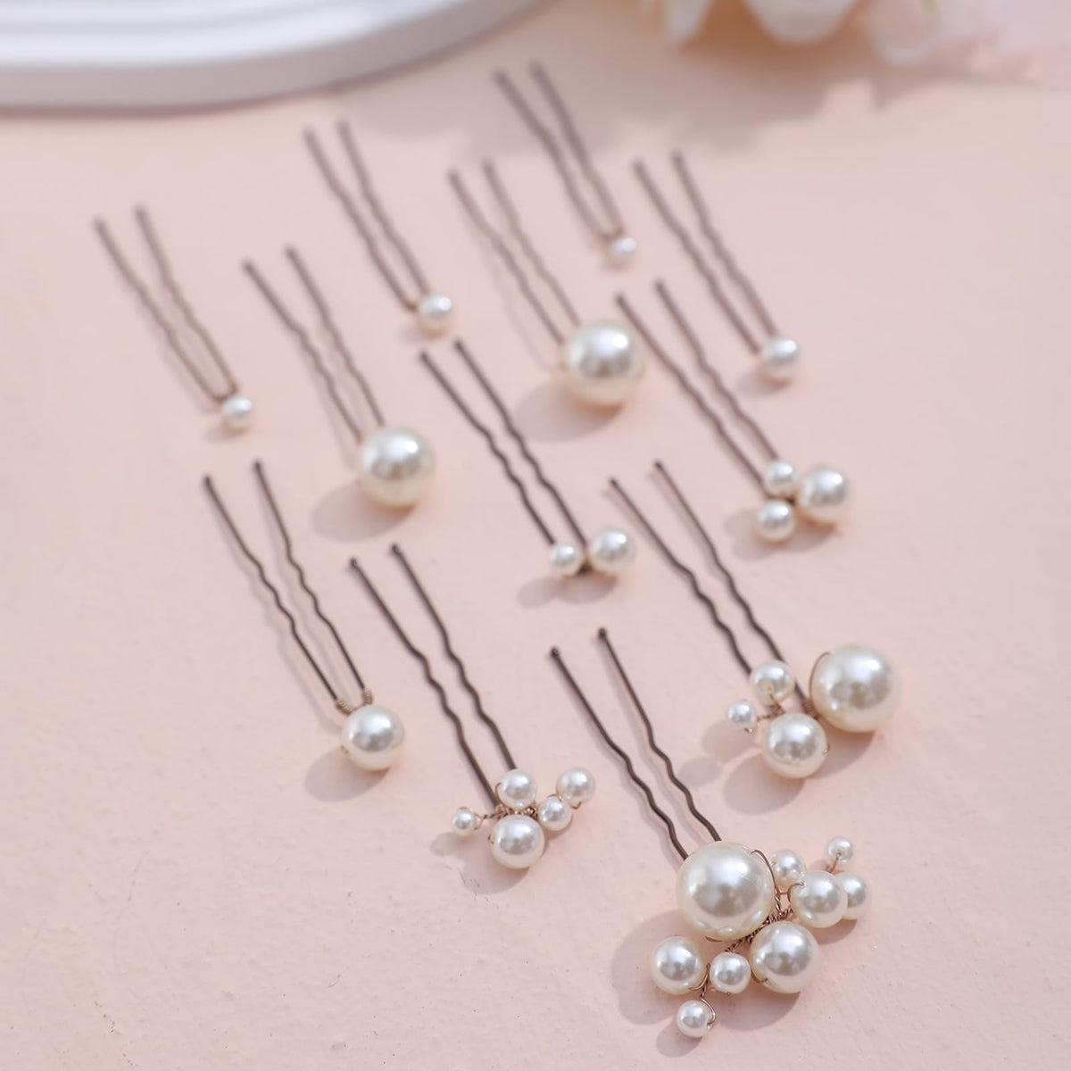 SELFCLOUD hair pins placed in bridal updo illustrating secure decorative hold