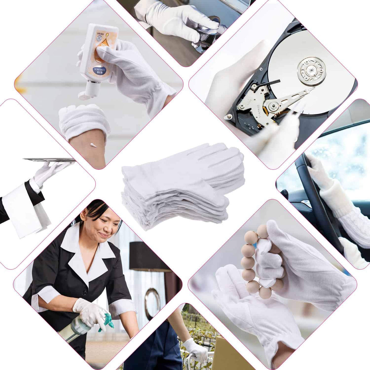 selizo folded glove pair showing cotton thickness for gentle protection