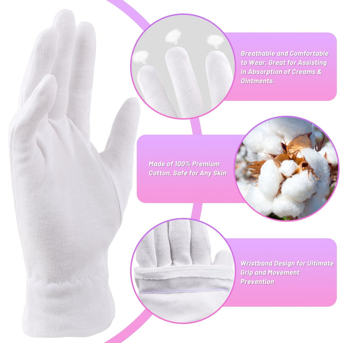 selizo gloves worn overnight to help moisturize hands while sleeping