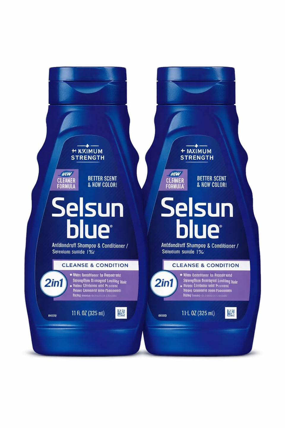 Selsun Blue front packaging shows medicated 2-in-1 benefits and clear labeling