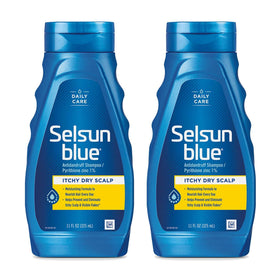 Selsun Blue front packaging shows brand and extra-hydrating benefit