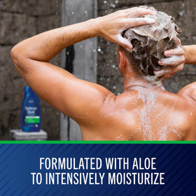 Selsun Blue pouring into hand and lathering, demonstrates quick-lather benefit