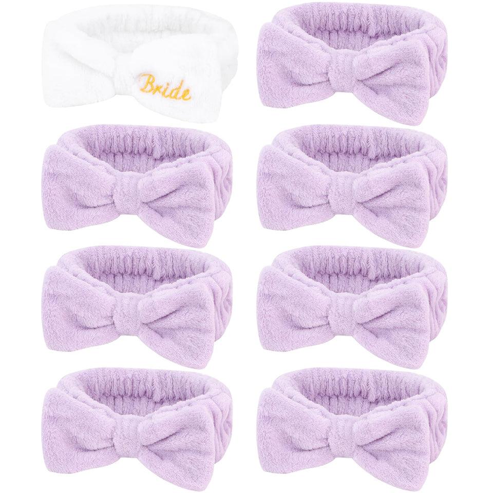 Semato front view of full headband set showing one white and seven purple bands, great for coordinated gifts