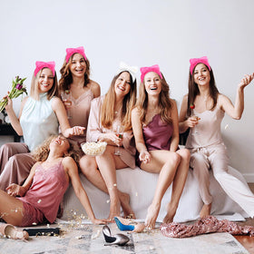 Semato headbands arranged in spa setting for coordinated party look