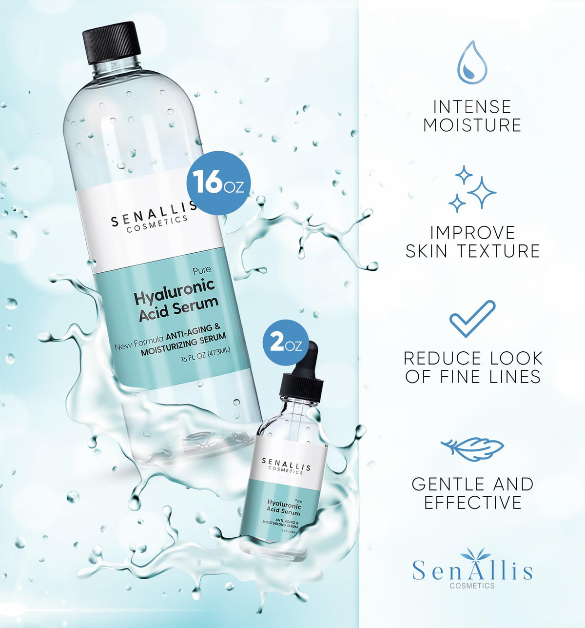 SenAllis 16 fl oz refill bottle close-up showing label and volume