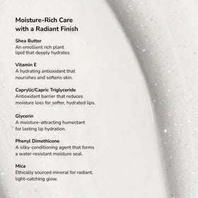 SeneGence gloss ingredients close-up showing shea butter and vitamin E for nourishing benefits
