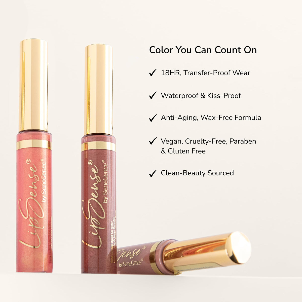SeneGence Summer Sunset paired with Moisturizing Gloss to show sealed hydrating finish