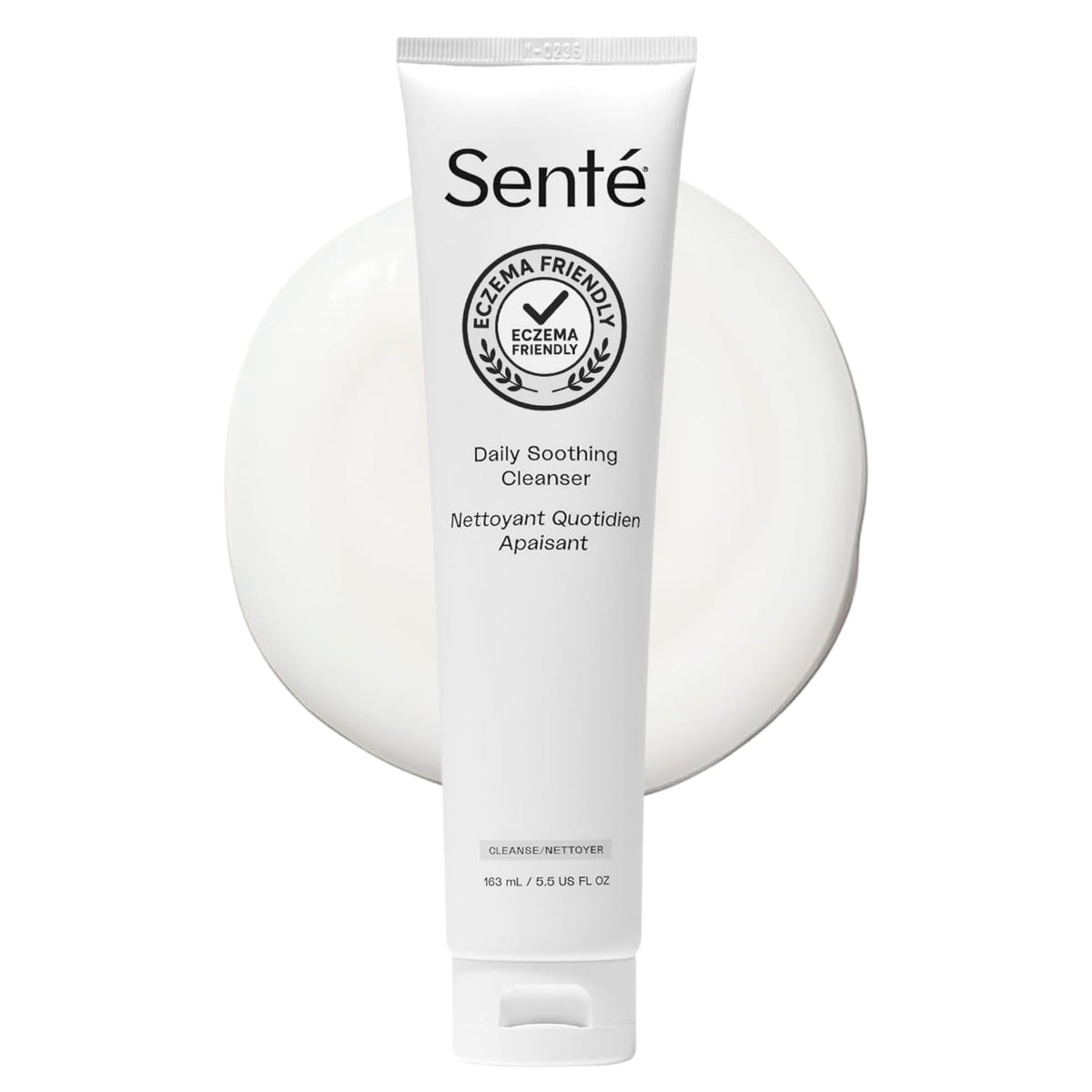 Sente cleanser front packaging showing gentle formula and size benefit