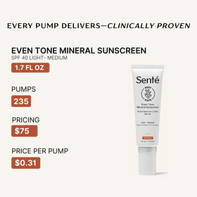Sente application on face demonstrating smooth blend and comfortable wear benefit