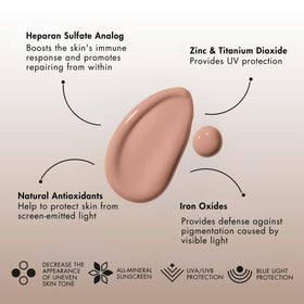 Sente tint swatch on skin illustrating even-tone coverage and redness reduction benefit