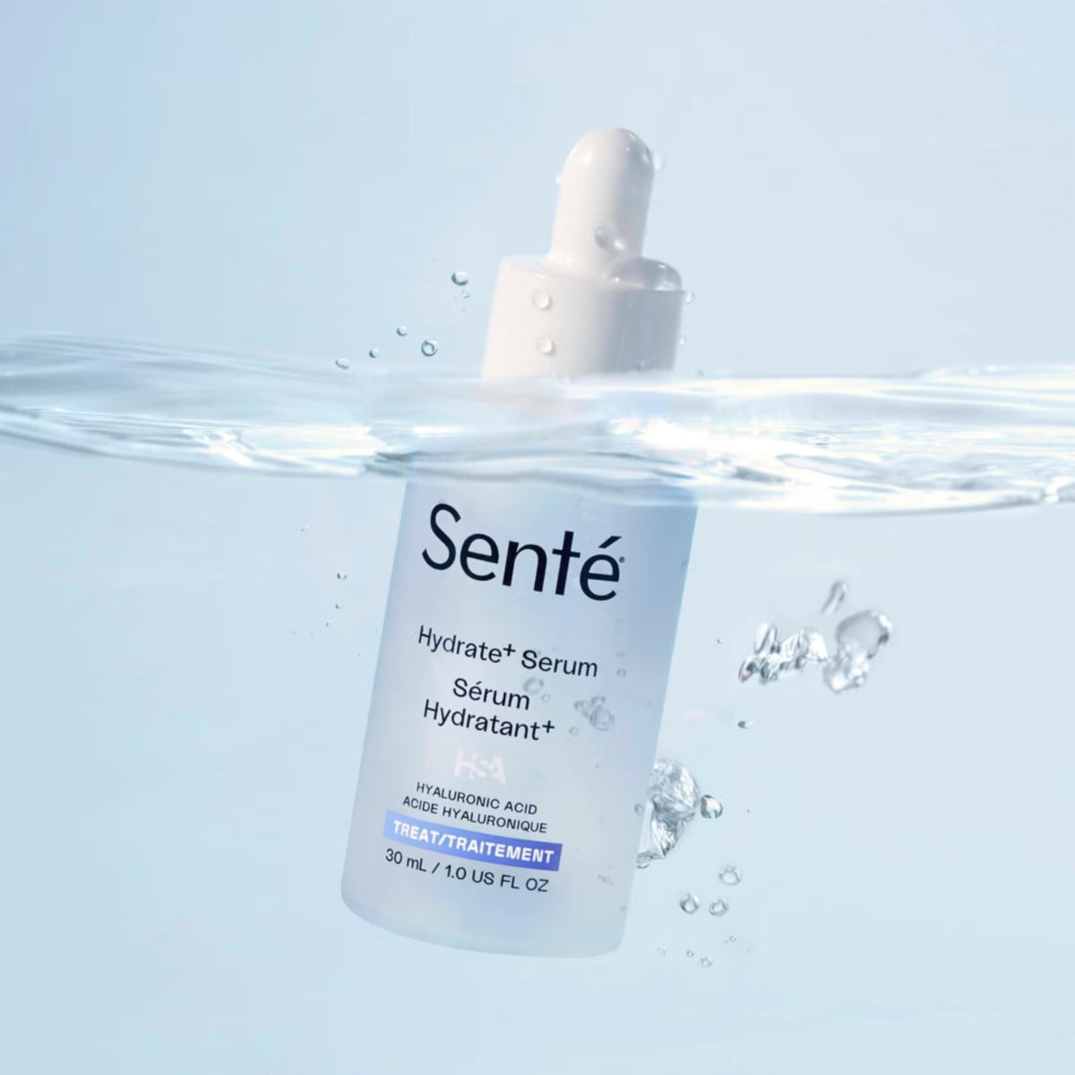 Senté bottle on bathroom shelf in lifestyle setting, showing daily routine ease and elegance