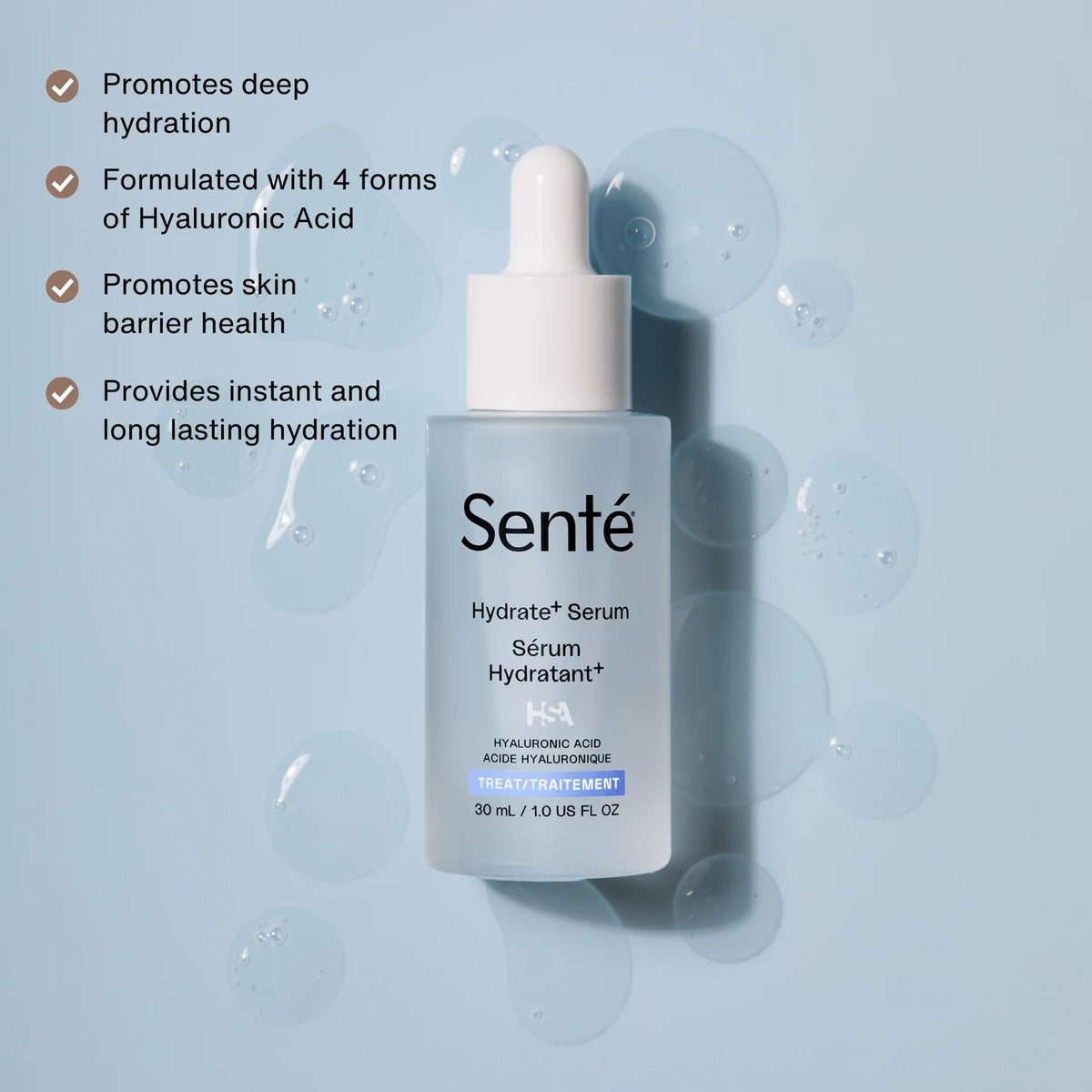 Senté pipette dispensing clear serum, demonstrating controlled application and convenience
