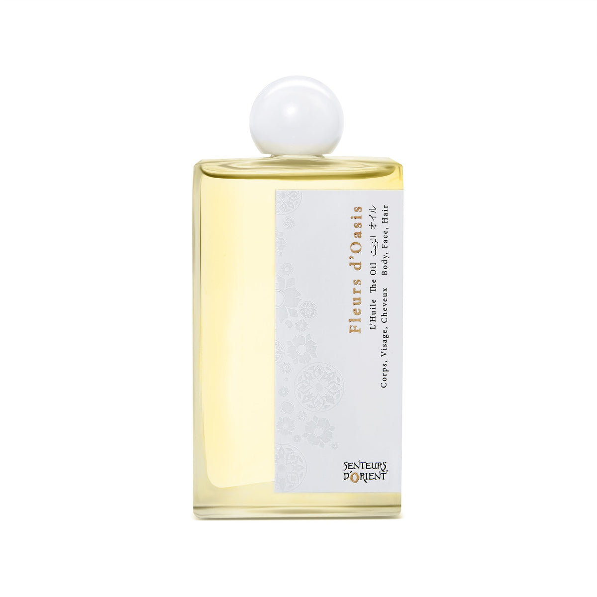 Senteurs d'Orient front bottle view showing ornate label and secure cap, elegant presentation benefit