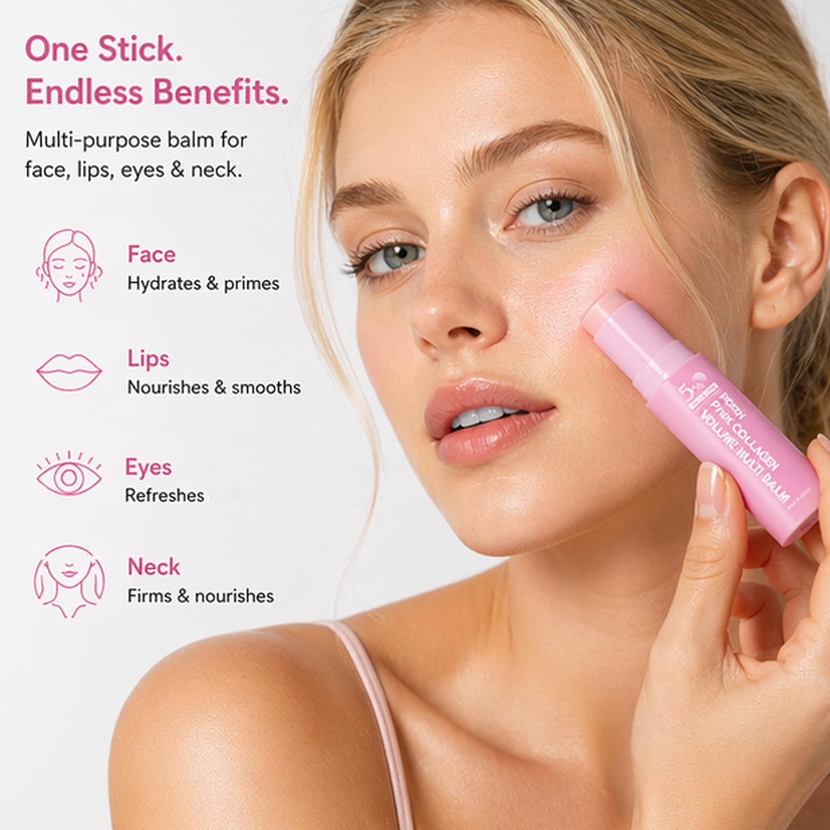 Seolys balm applied under-eye demonstrating hydration and smoothing