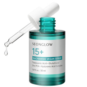 SEONGLOW front bottle on white background showing packaging and cosmetic benefit