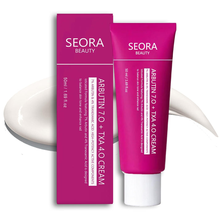 Seora Beauty front packaging showing tube and branding, clear portability benefit