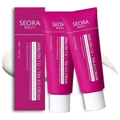 Seora Beauty front packaging showing jar and branding with clear product benefit