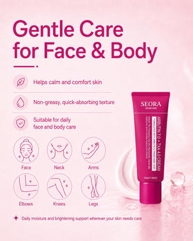 Seora Cream being applied to face demonstrating even coverage and non-greasy finish