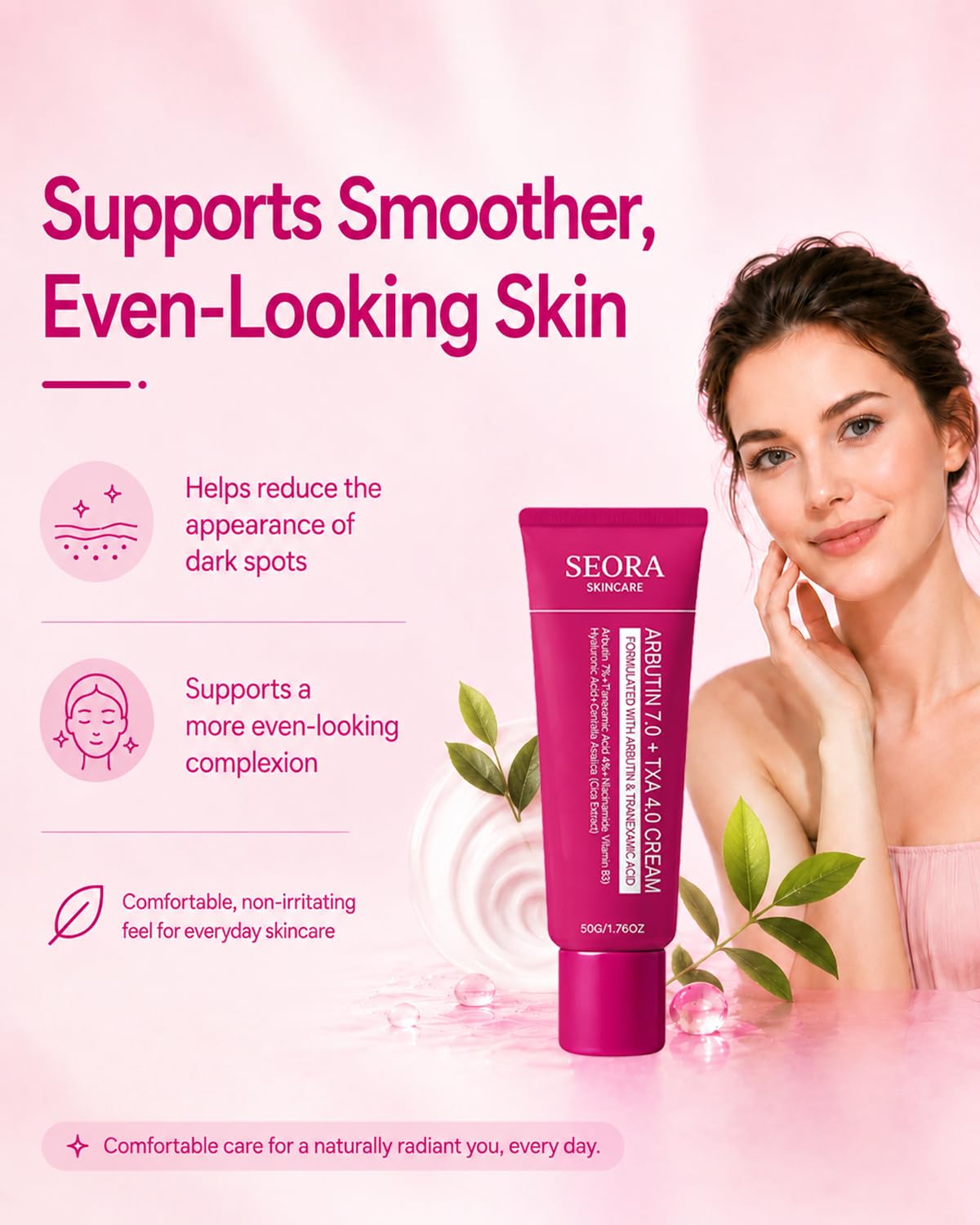 Seora Cream on bathroom shelf styled to show daily routine convenience