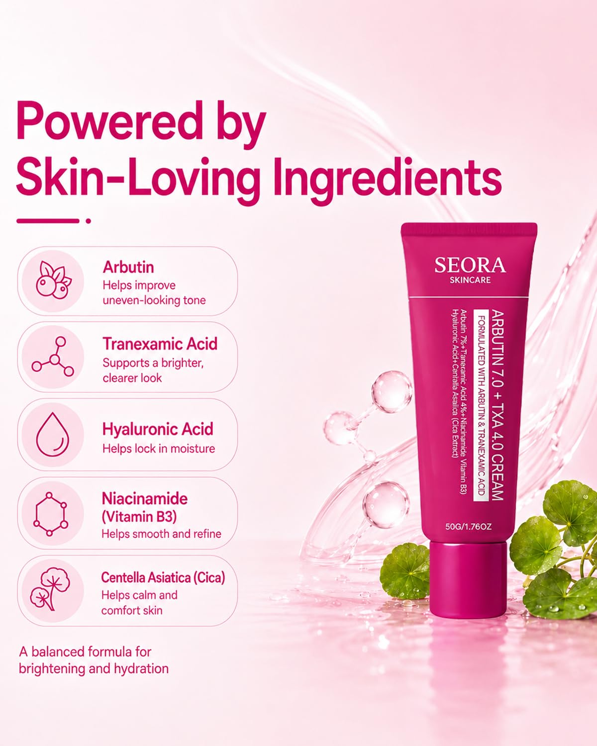 Seora Cream cream dispensed on fingertips for quick absorption
